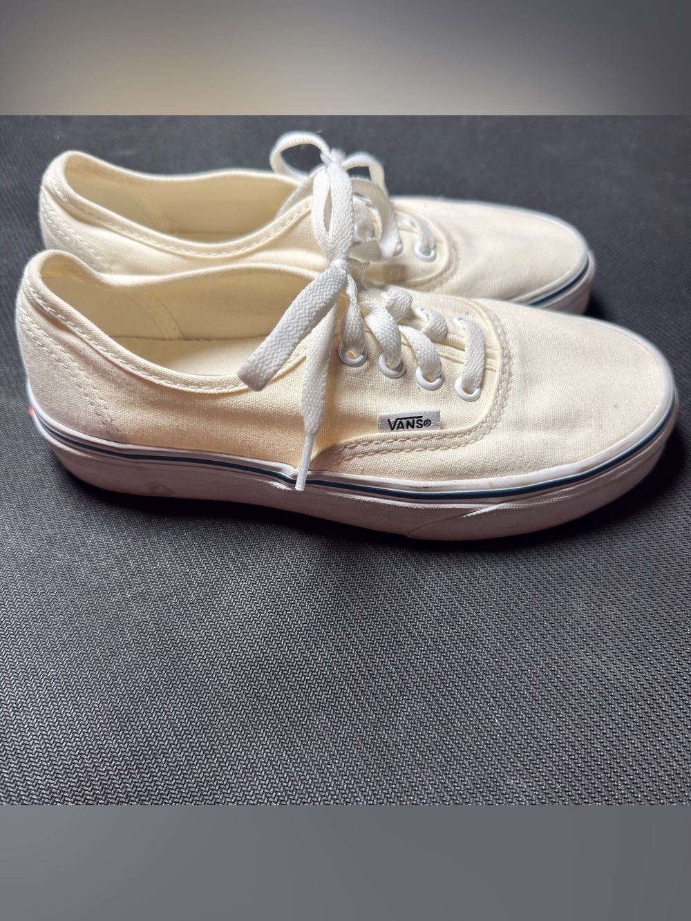 Vans Classic Low-Top Canvas Sneakers in Cream and White